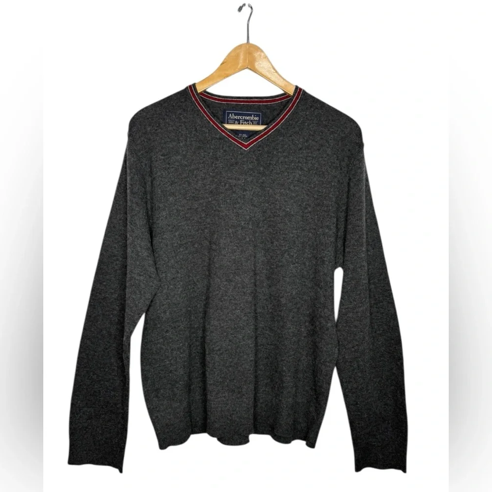 Vintage Abercrombie & Fitch Wool Blend Ringer Sweater Academia Preppy XL Y2K